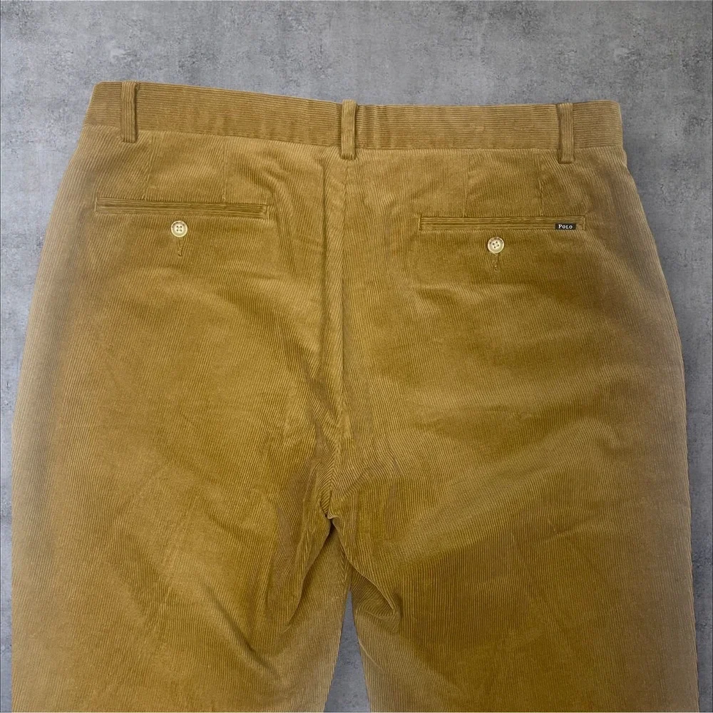 Polo Ralph Lauren Corduroy Chino Pants Mens 34x34 Flat Front Stretch Classic Fit